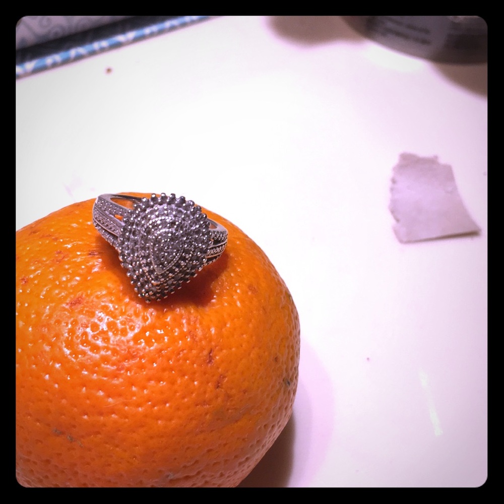 Silver diamond elegant ring